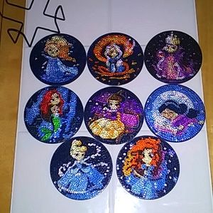Diamond Art Disney Princess Coasters-Hand crafted